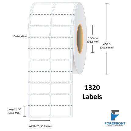 2 x 1.5 (2 UP) Chemical Label - 1320 Labels